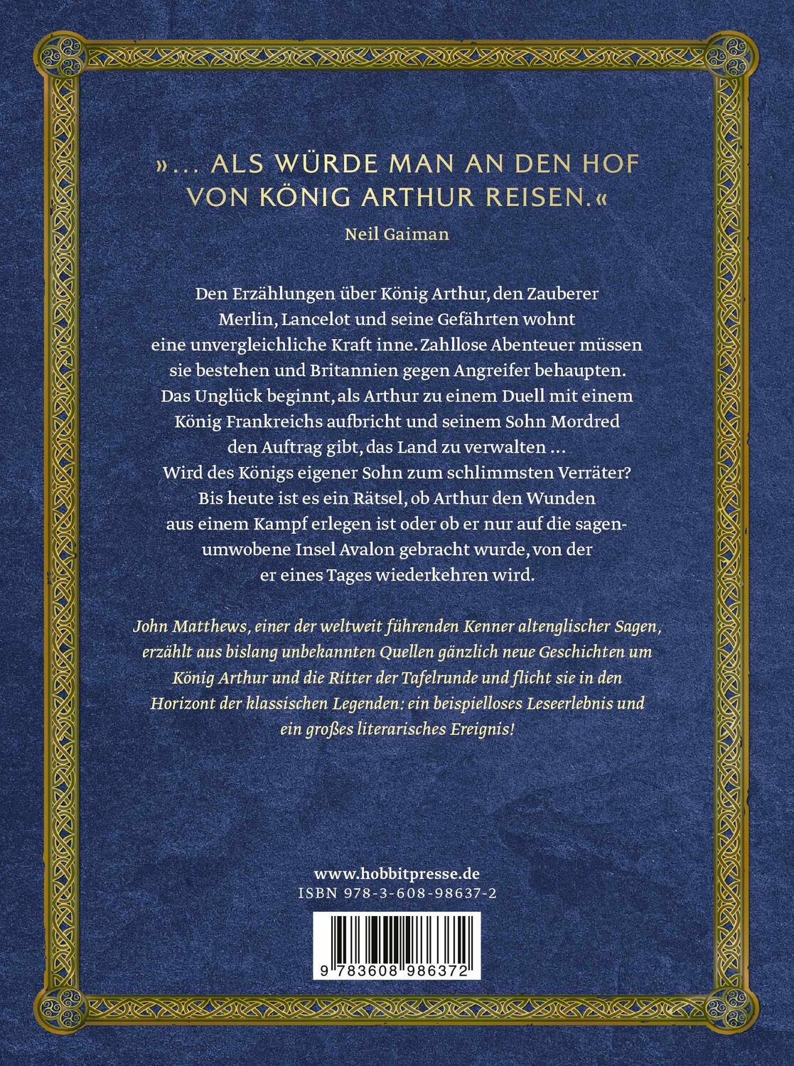 Rückseite: 9783608986372 | Die Legende von König Arthur und den Rittern der Tafelrunde | Matthews