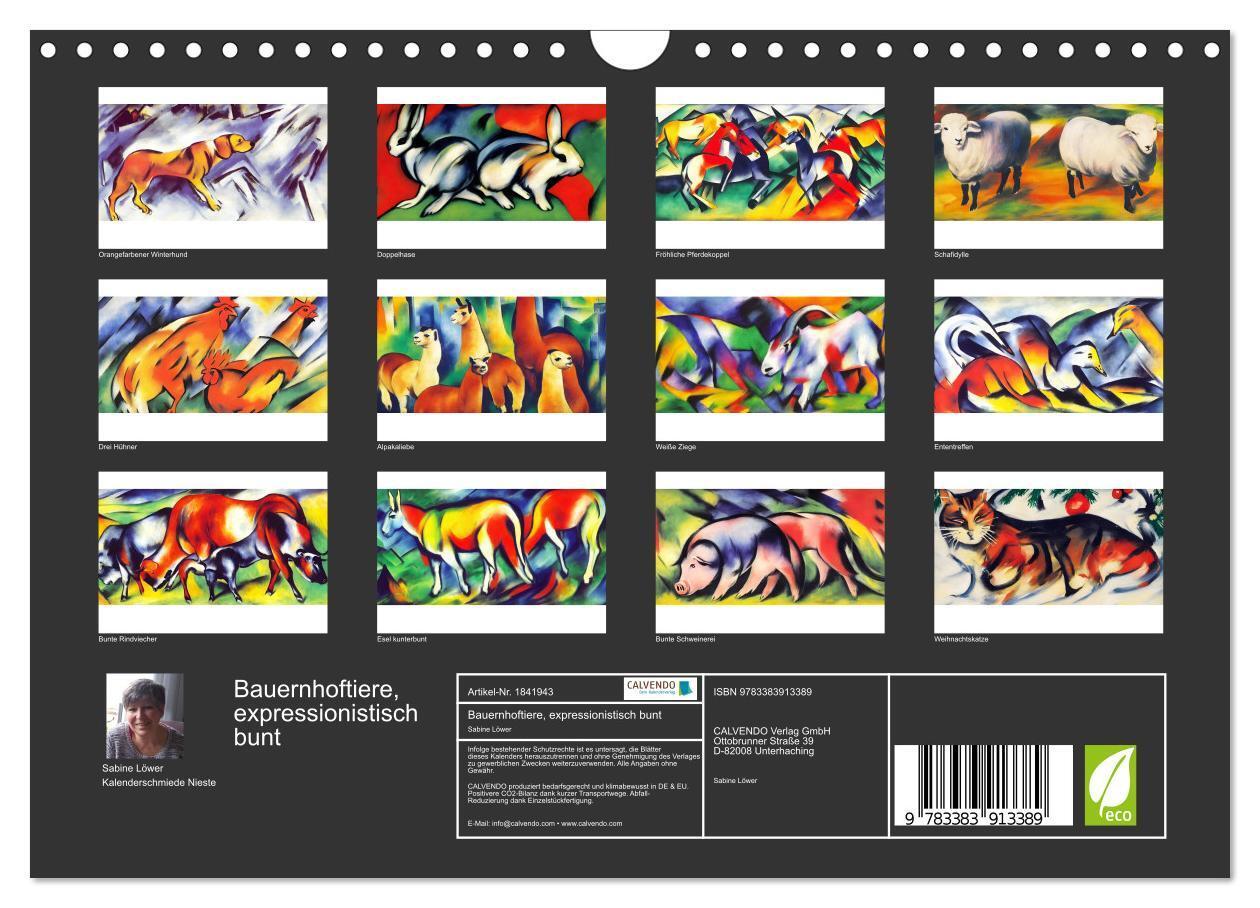 Bild: 9783383913389 | Bauernhoftiere, expressionistisch bunt (Wandkalender 2025 DIN A4...