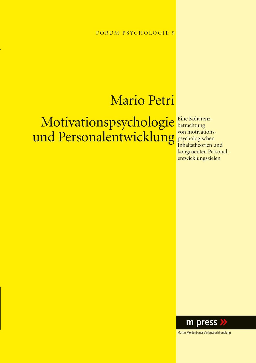 Cover: 9783899757200 | Motivationspsychologie und Personalentwicklung | Mario Petri | Buch