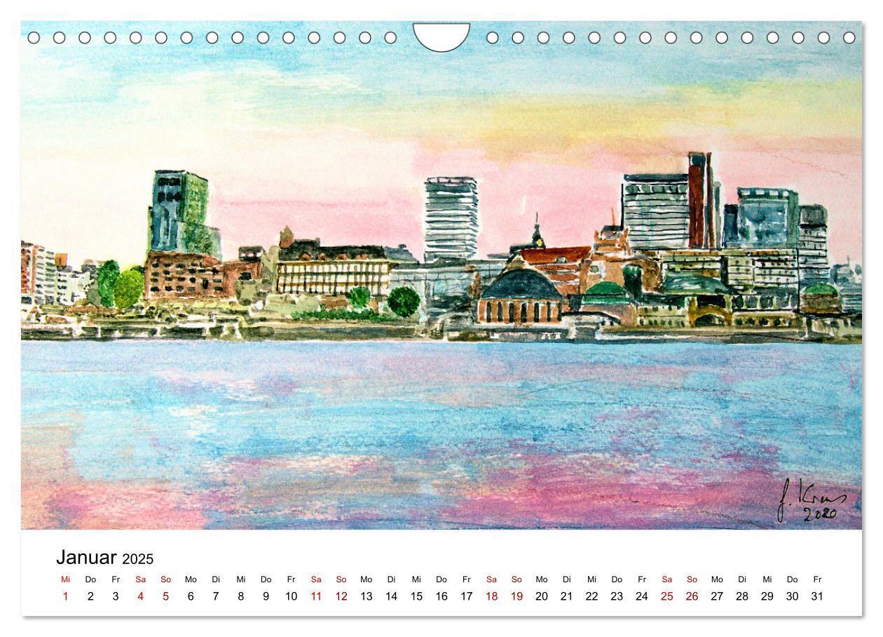 Bild: 9783435096619 | Hamburg in stillen Aquarellen (Wandkalender 2025 DIN A4 quer),...