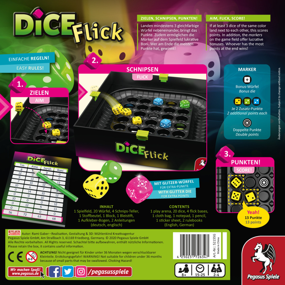 Bild: 4250231726347 | Dice Flick (deutsch/englisch) | Spiel | Deutsch | 2021 | Pegasus