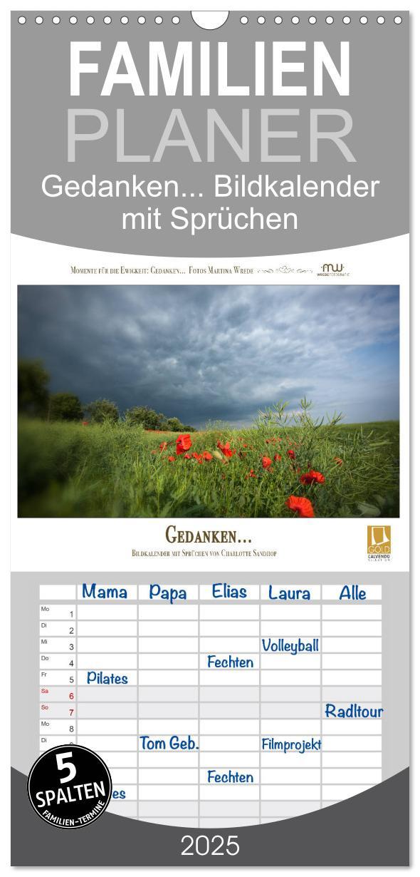 Cover: 9783457120545 | Familienplaner 2025 - Gedanken... Bildkalender mit Sprüchen mit 5...