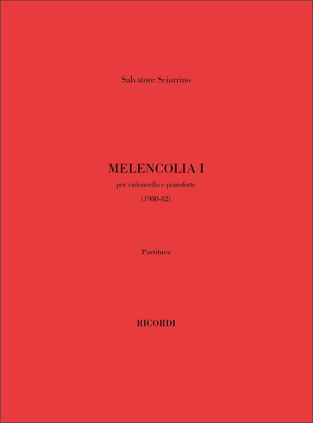 Cover: 9790041333830 | Melencolia I | Per Violoncello E Pianoforte | Salvatore Sciarrino