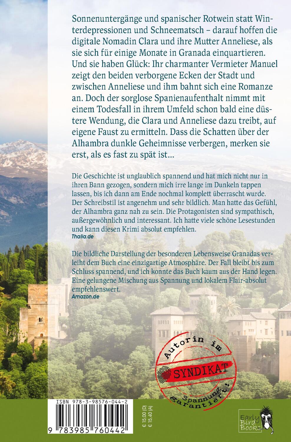 Rückseite: 9783985760442 | Schatten über der Alhambra | Susanne Beck | Taschenbuch | 426 S.