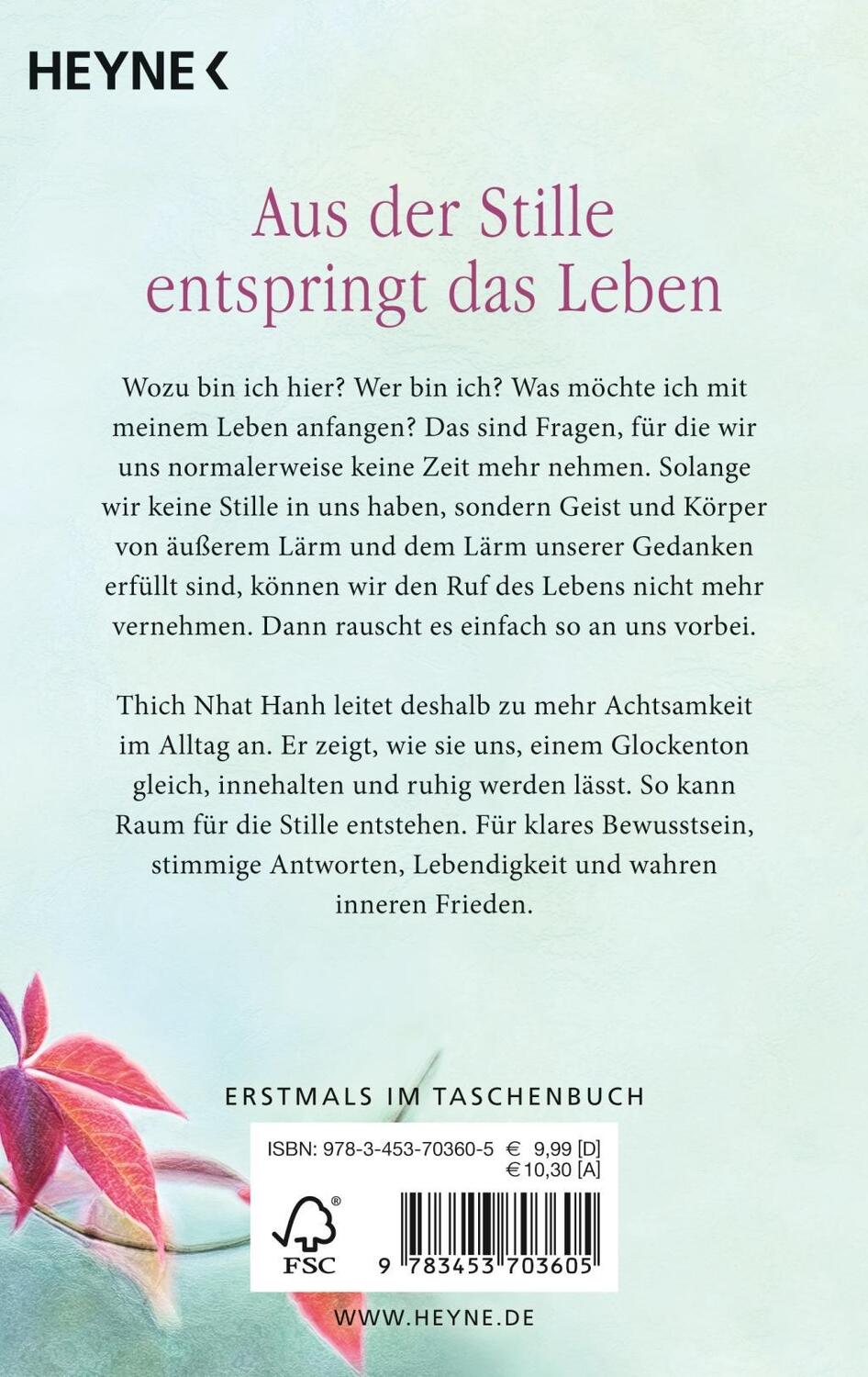 Bild: 9783453703605 | Stille, die aus dem Herzen kommt | Nhat Hanh Thich | Taschenbuch