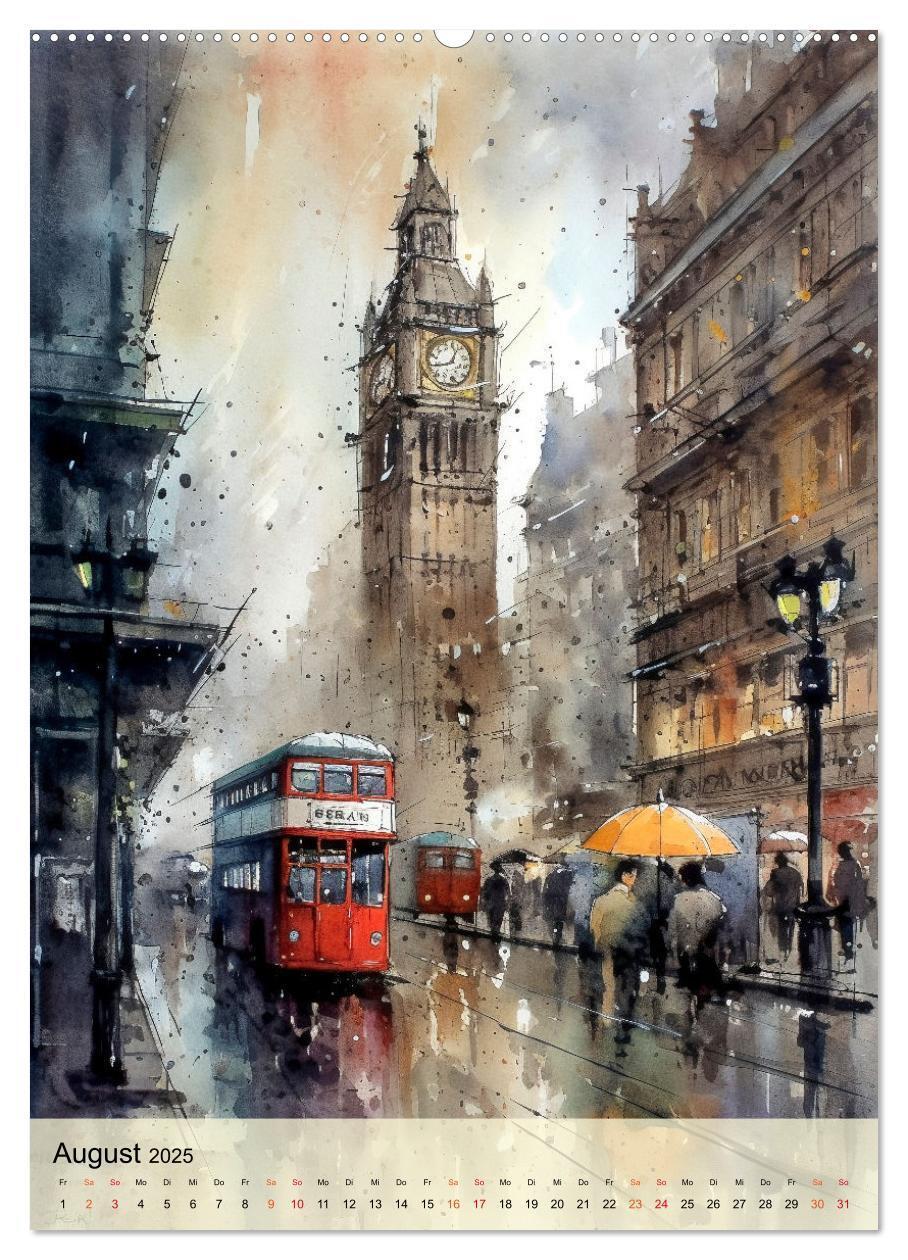 Bild: 9783435876389 | London - ein Regentag (Wandkalender 2025 DIN A2 hoch), CALVENDO...