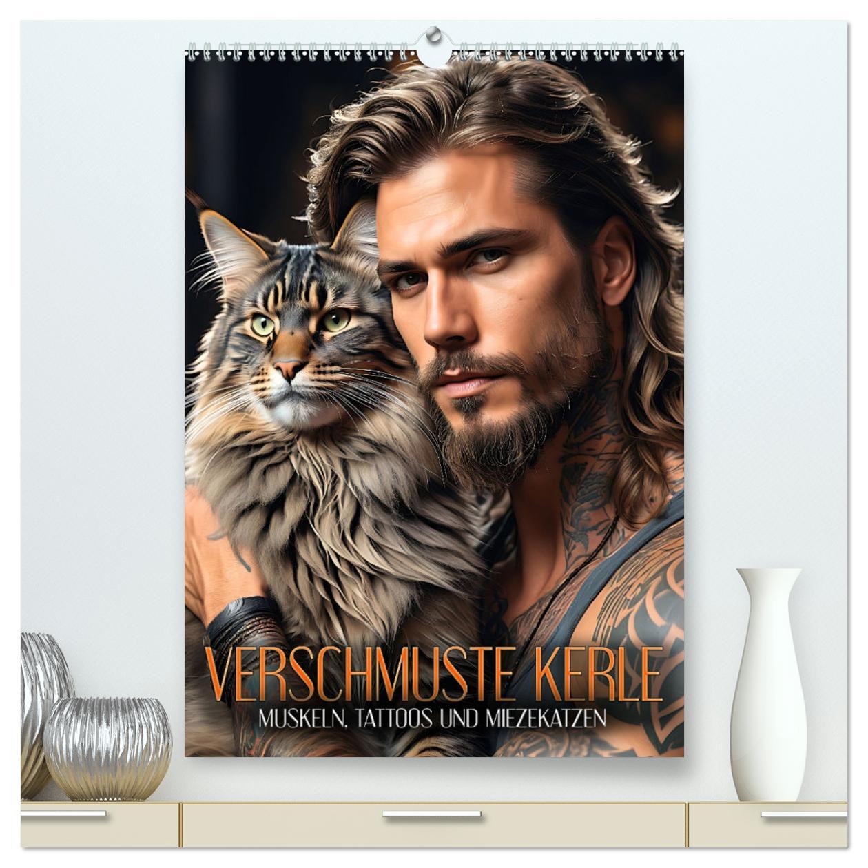 Cover: 9783383969270 | Verschmuste Kerle - Muskeln, Tattoos und Miezekatzen (hochwertiger...