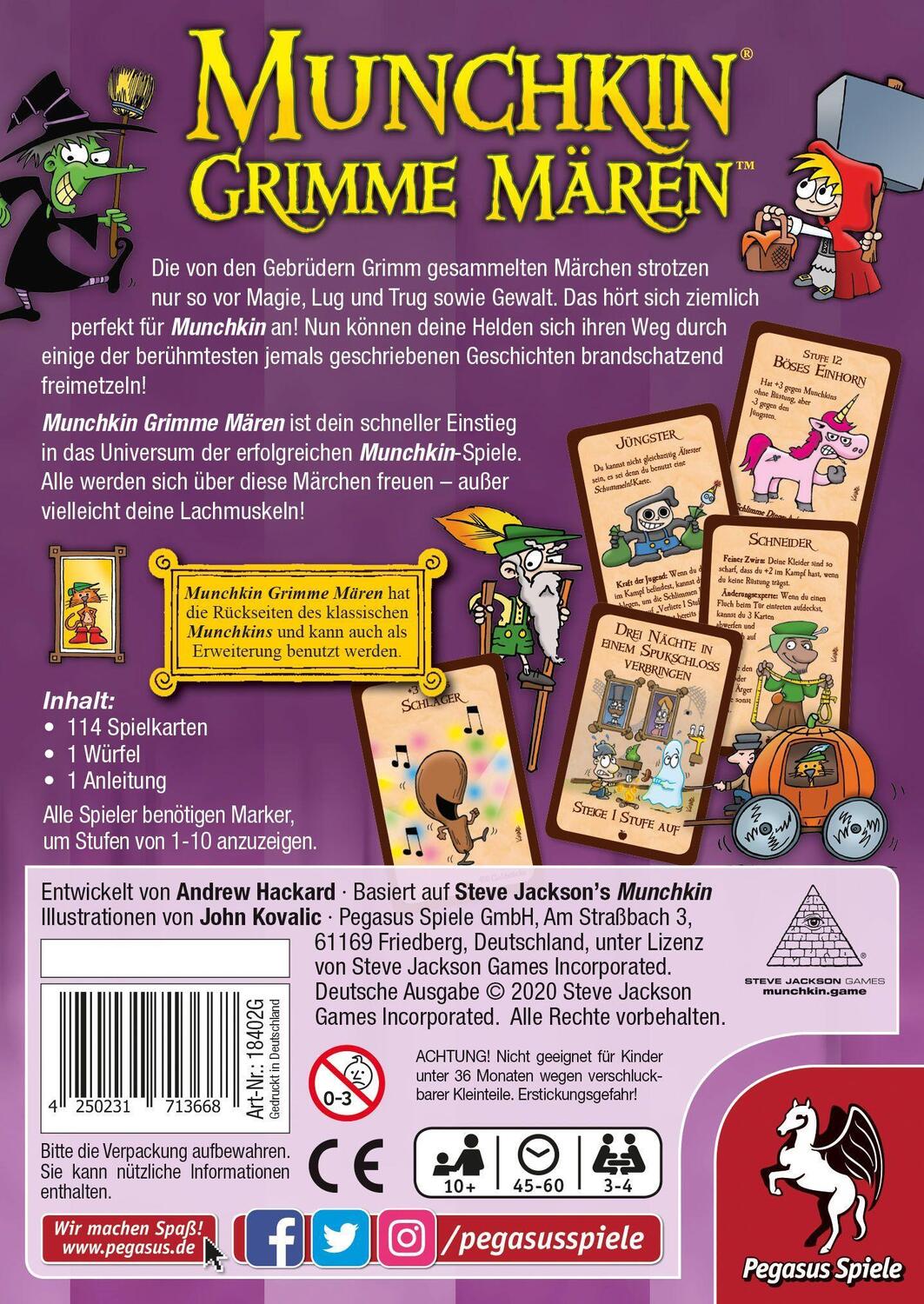 Bild: 4250231713668 | Munchkin: Grimme Mären | Spiel | Deutsch | 2017 | Pegasus