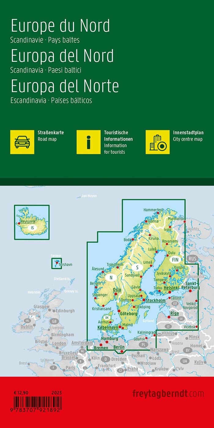 Rückseite: 9783707921892 | Nordeuropa, Straßenkarte 1:2.000.000, freytag &amp; berndt | berndt | 2023