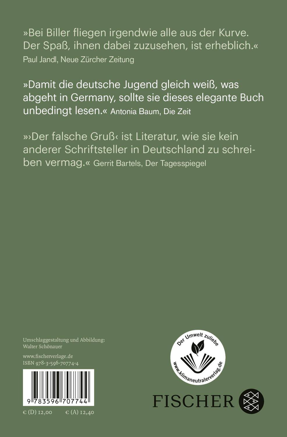 Rückseite: 9783596707744 | Der falsche Gruß | Roman | Maxim Biller | Taschenbuch | 128 S. | 2023