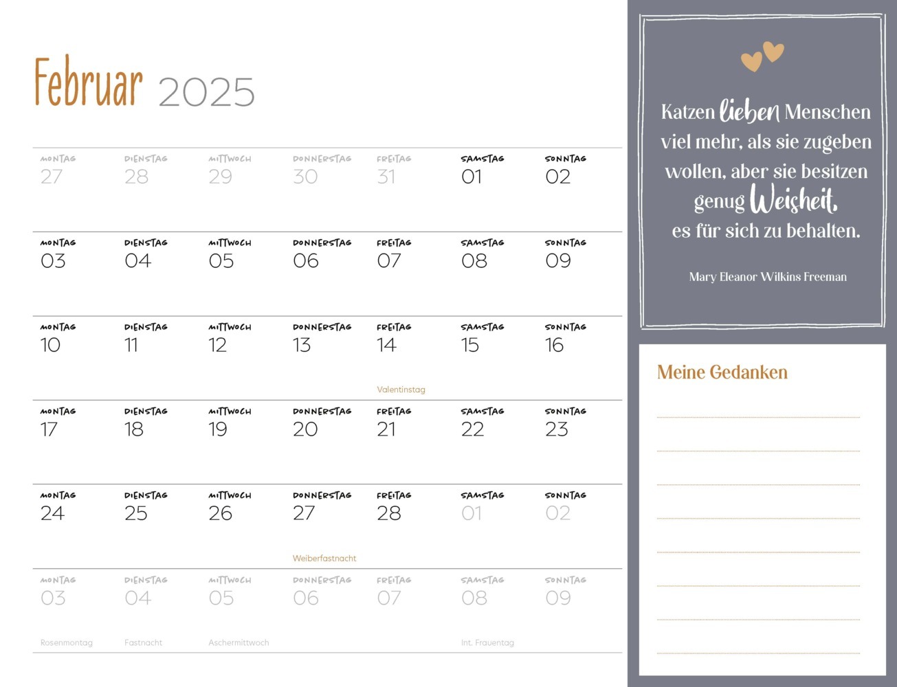 Bild: 9783966648561 | Mein Literarischer Katzenkalender 2025 Wandkalender | Kalender | 14 S.