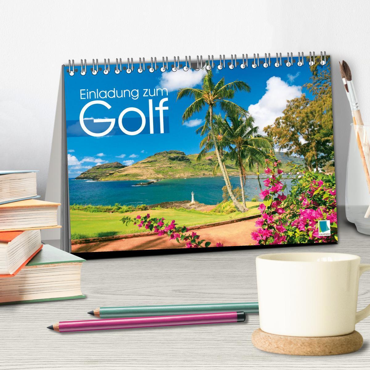 Bild: 9783383875557 | Einladung zum Golf (Tischkalender 2025 DIN A5 quer), CALVENDO...