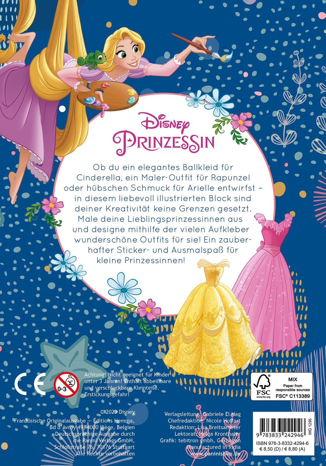 Rückseite: 9783833242946 | Disney Prinzessin: Mein großer Styling-Spaß: Stickern, Malen, Stylen