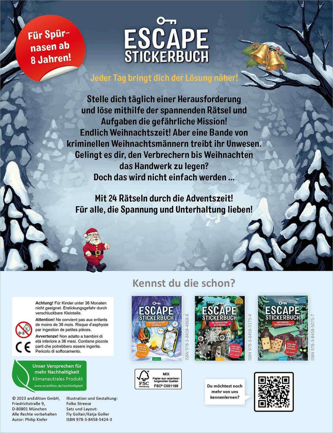 Rückseite: 9783845854243 | Escape-Stickerbuch - Adventskalender - Das Versteck in den Bergen