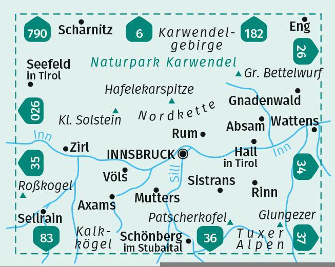 Bild: 9783990448618 | KOMPASS Wanderkarte 036 Innsbruck, Nordkette, Mittleres Inntal...