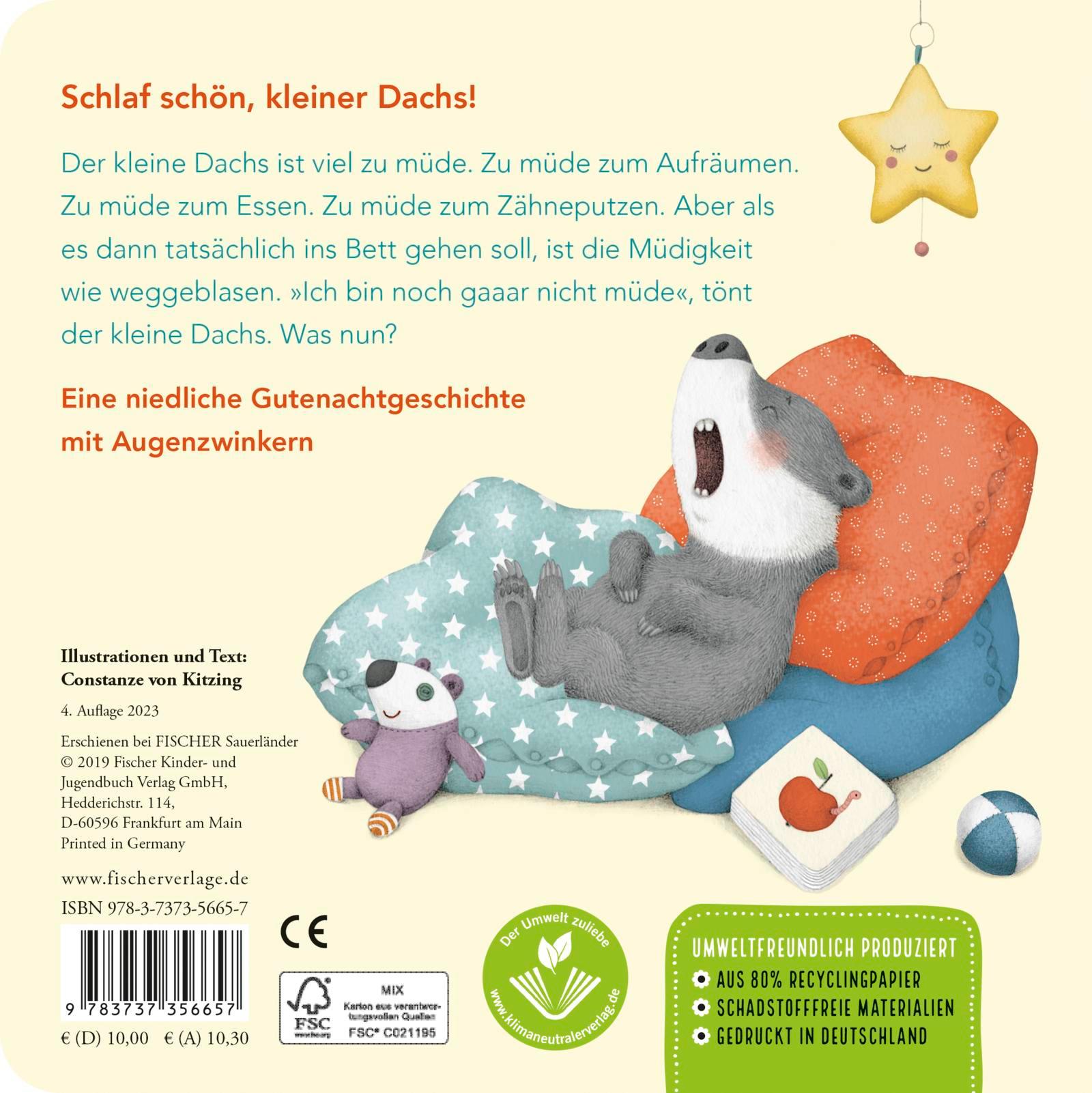 Rückseite: 9783737356657 | "Ich bin gar nicht müde!", sagt der kleine Dachs (Einschlaf-Buch)