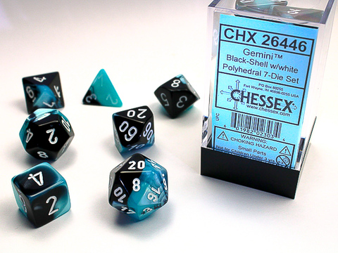 Cover: 601982023034 | Gemini® Polyhedral Black-Shell/white 7-Die Set | deutsch | Chessex