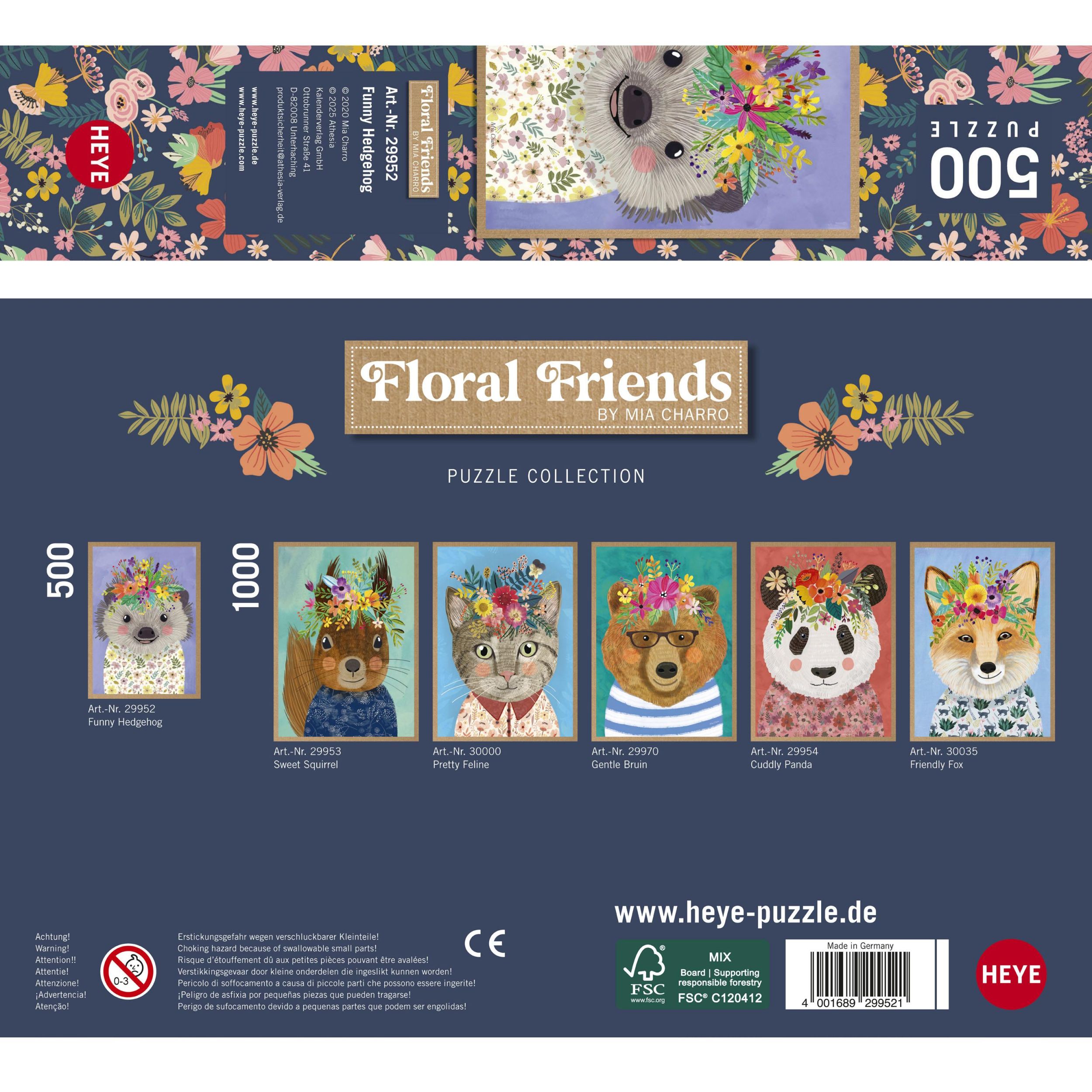 Bild: 4001689299521 | Funny Hedgehog, Floral Friends Puzzle 500 Teile | Mia Charro | Spiel