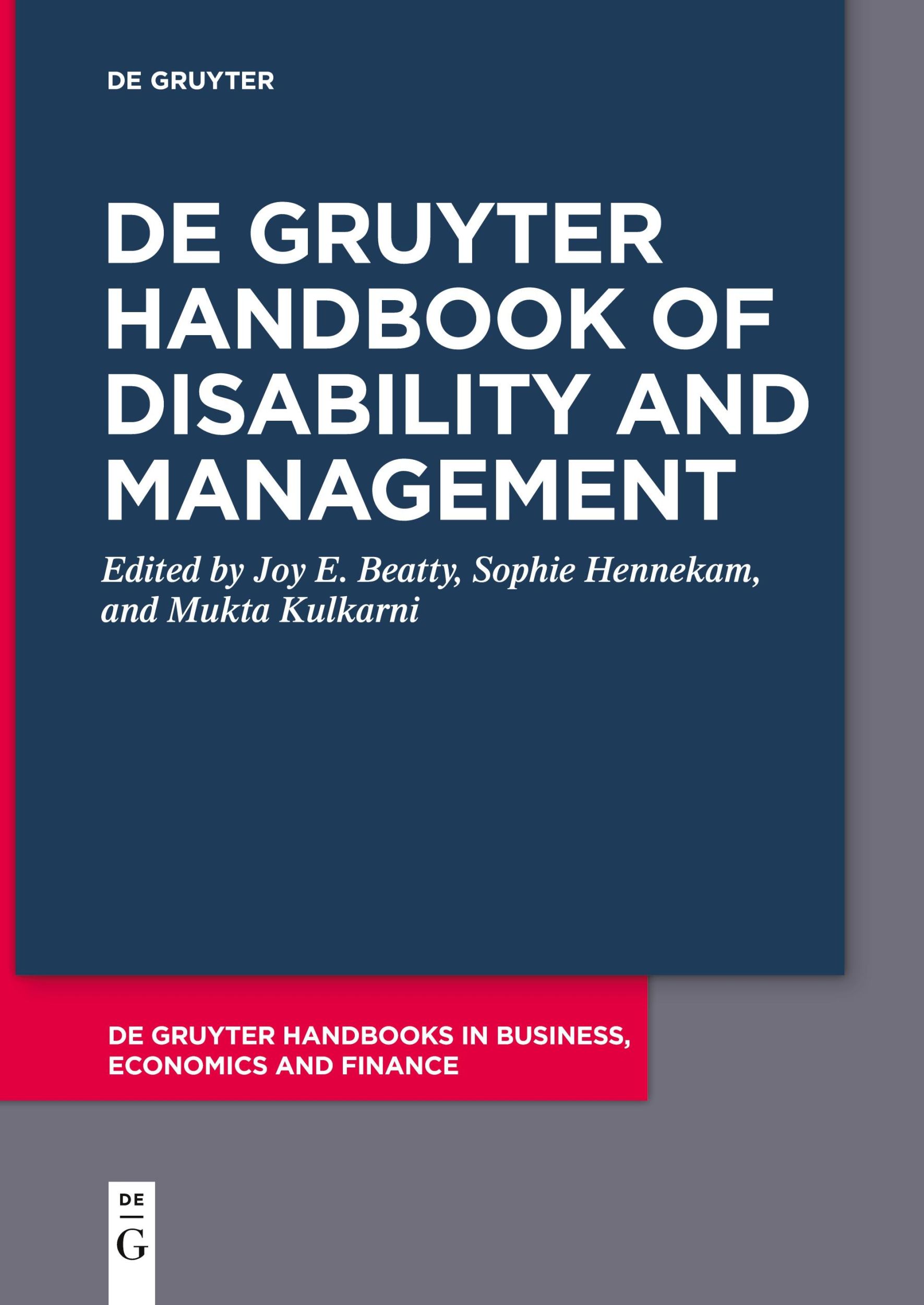 Cover: 9783111620862 | De Gruyter Handbook of Disability and Management | Joy Beatty (u. a.)