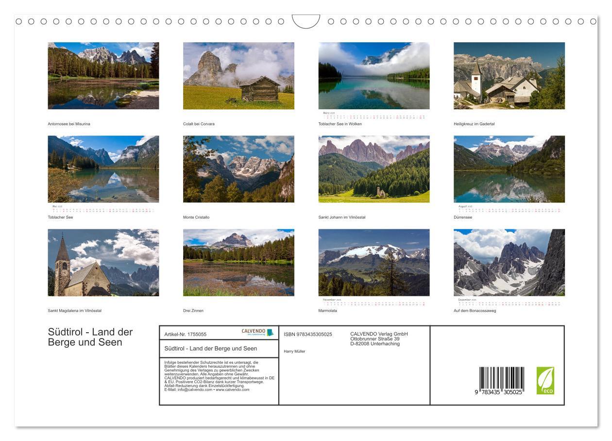 Bild: 9783435305025 | Südtirol - Land der Berge und Seen (Wandkalender 2025 DIN A3 quer),...