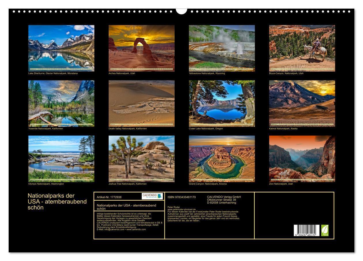 Bild: 9783435481170 | Nationalparks der USA - atemberaubend schön (Wandkalender 2025 DIN...