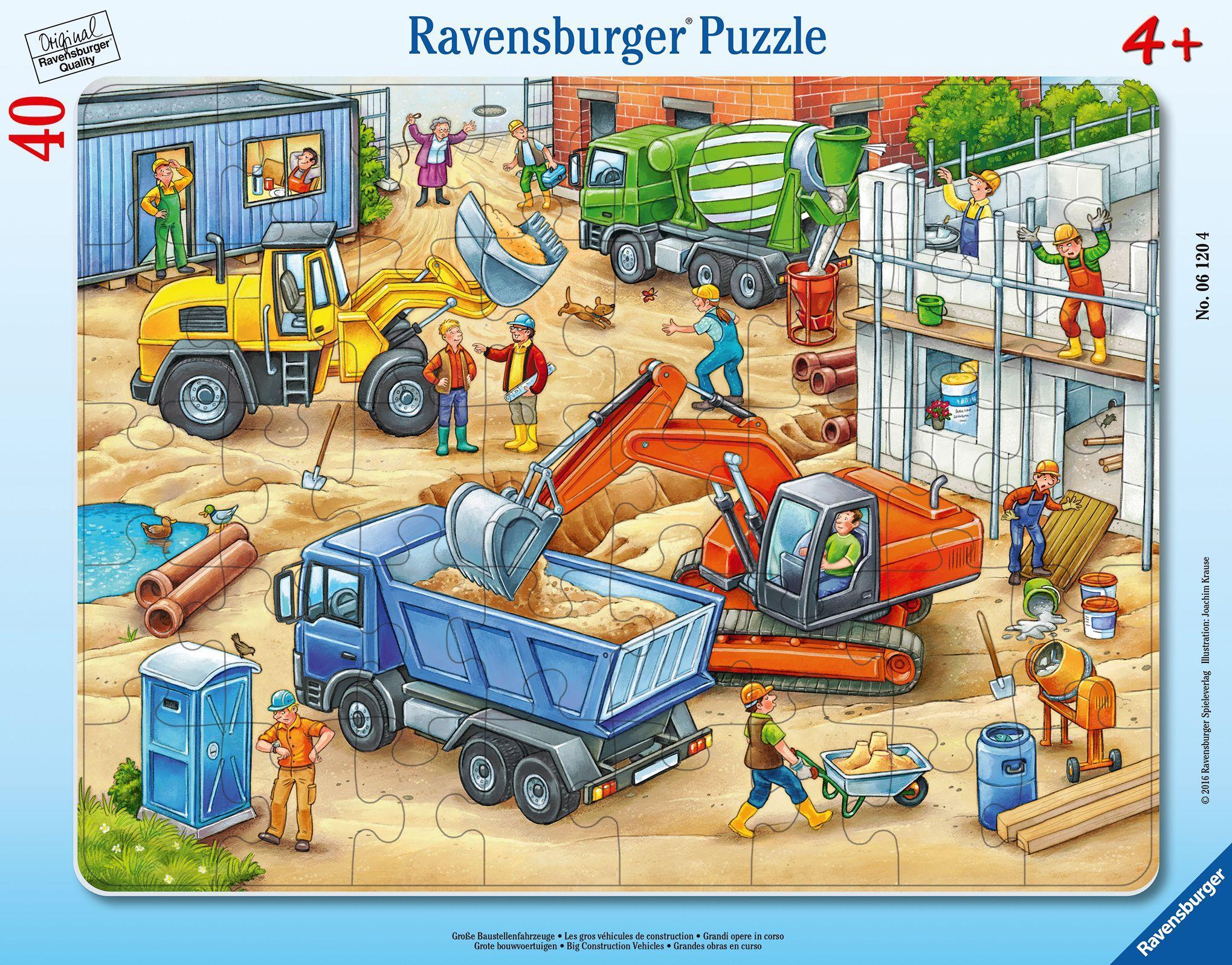 Cover: 4005556061204 | Große Baustellenfahrzeuge. 30-48 Teile Rahmenpuzzle | Spiel | 06120