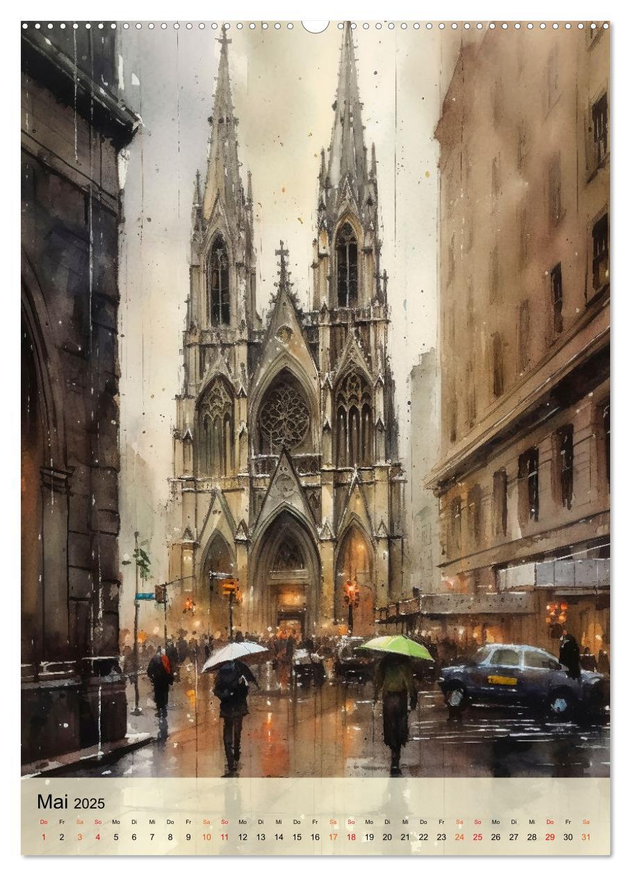 Bild: 9783435876709 | New York - ein Regentag (Wandkalender 2025 DIN A2 hoch), CALVENDO...