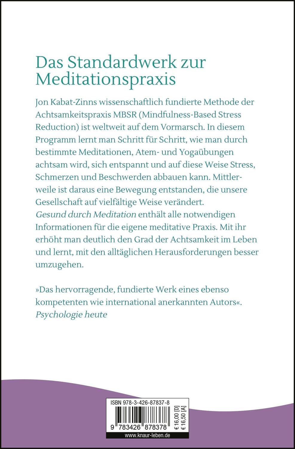 Rückseite: 9783426878378 | Gesund durch Meditation | Das große Buch der Selbstheilung mit MBSR