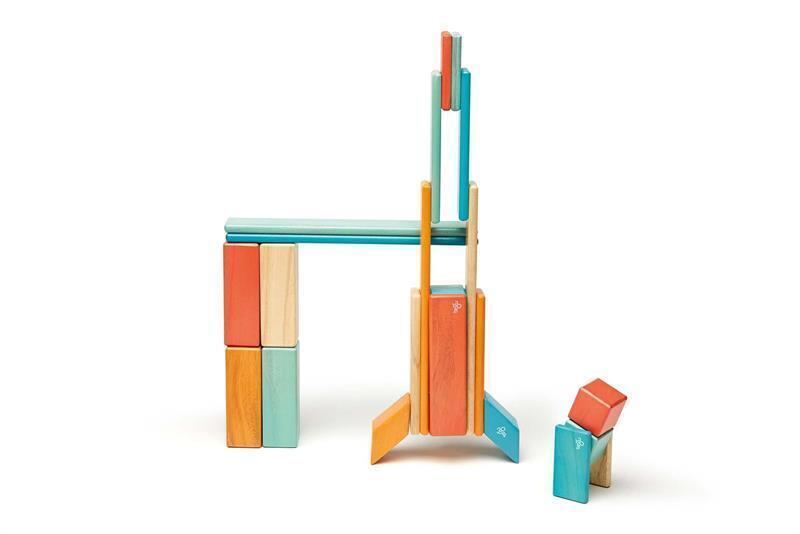 Bild: 853606003896 | 24 Magnetische Holzbausteine orange blau | Stück | 2021 | tegu