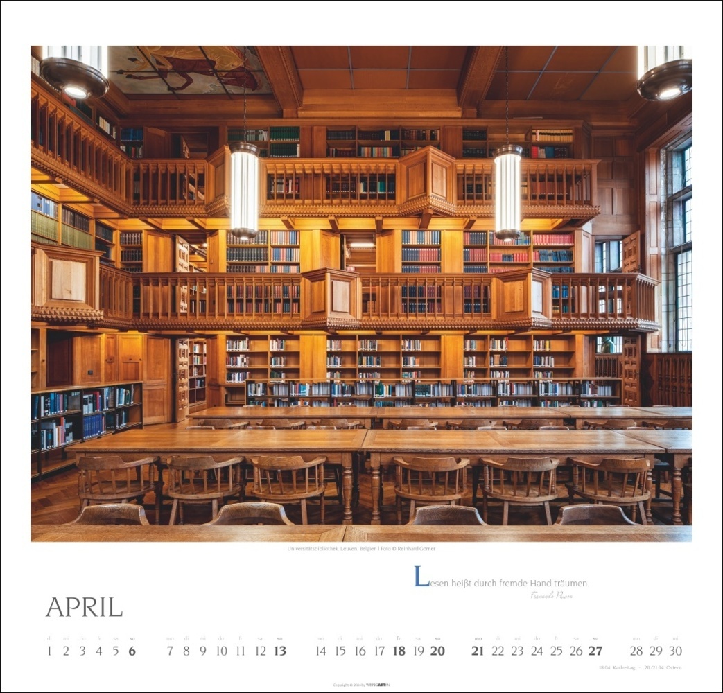 Bild: 9783839901021 | Welt der Bibliotheken Kalender 2025 | Reinhard Görner | Kalender