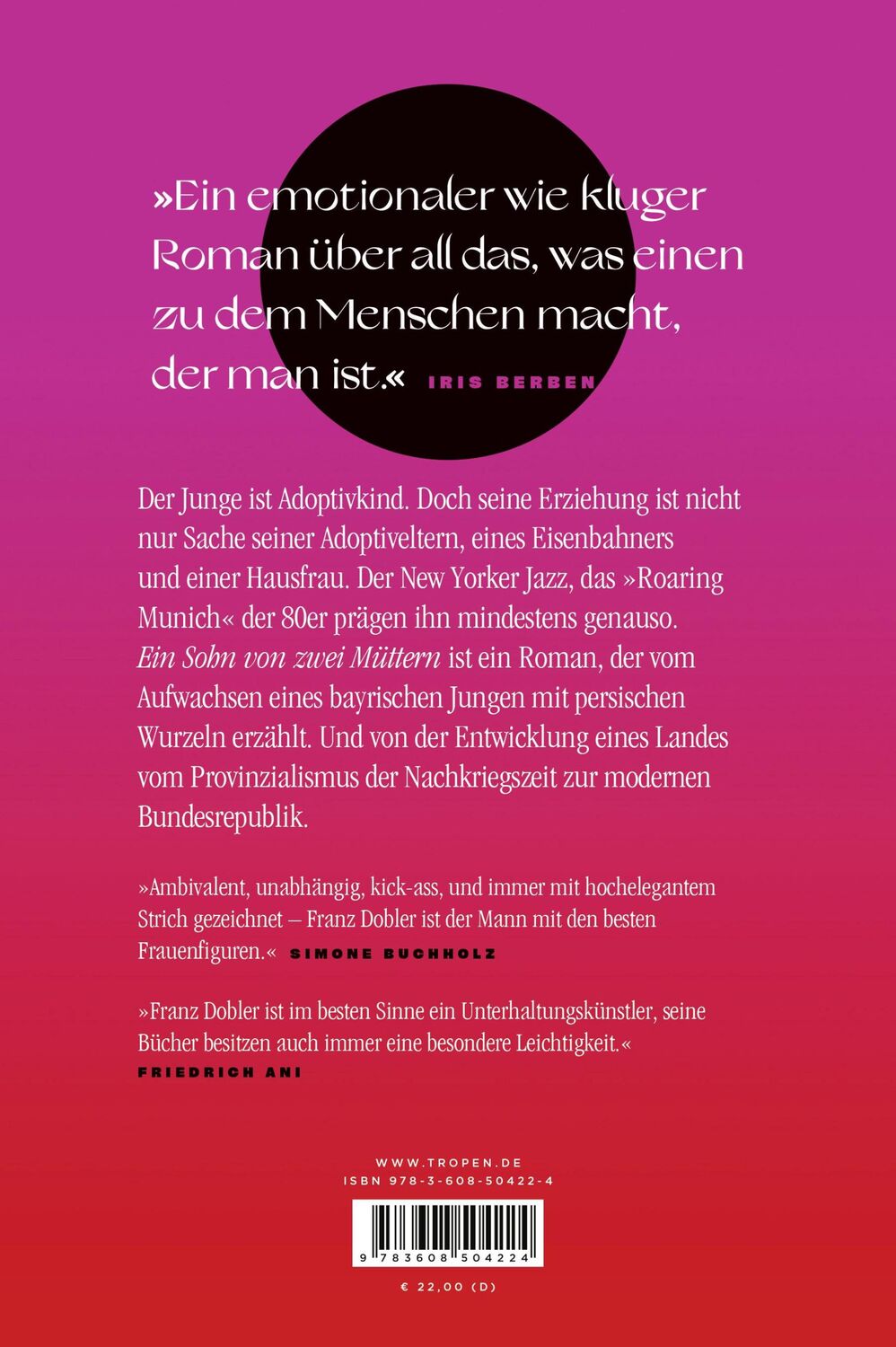 Rückseite: 9783608504224 | Ein Sohn von zwei Müttern | Roman | Franz Dobler | Buch | 224 S.