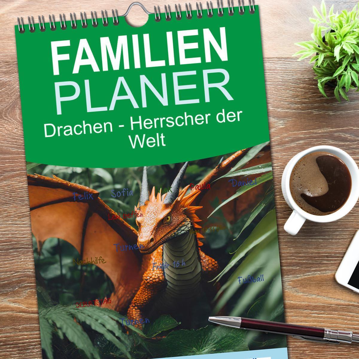 Bild: 9783457191729 | Familienplaner 2025 - Drachen - Herrscher der Welt mit 5 Spalten...