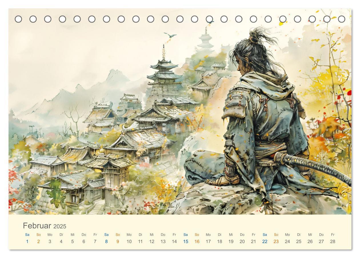 Bild: 9783457129951 | Samurai - whimsical inked style (Tischkalender 2025 DIN A5 quer),...