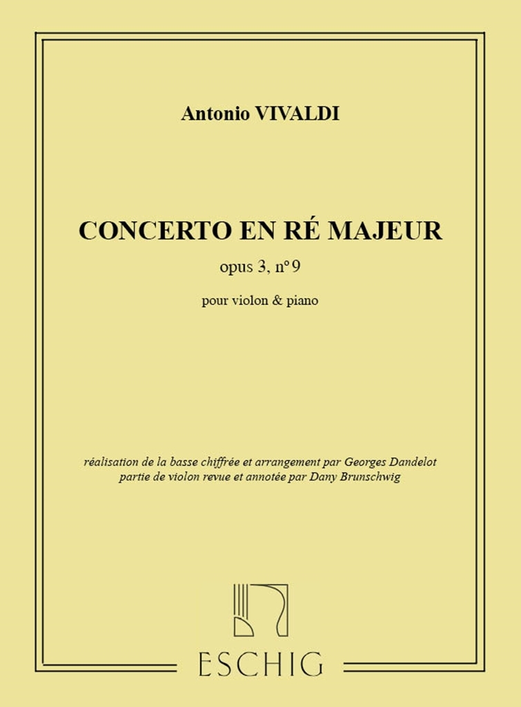 Cover: 9790045012151 | Concerto re majeur op.3,9 pour violon et orchestre à cordes pour...