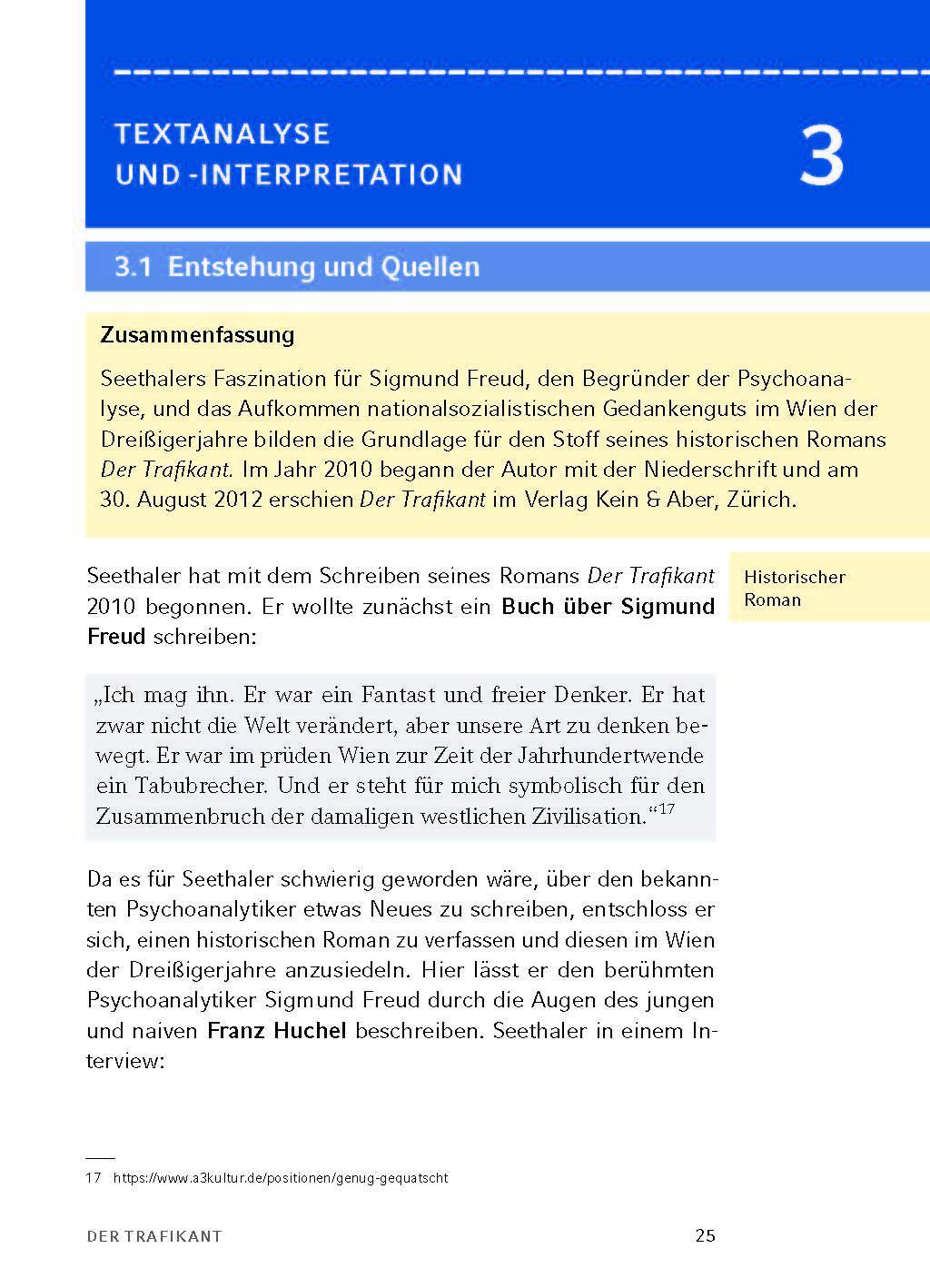 Bild: 9783804420830 | Der Trafikant - Textanalyse und Interpretation | Robert Seethaler