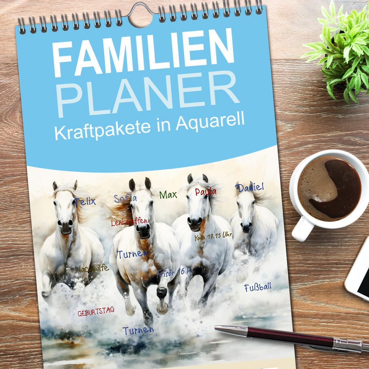 Bild: 9783457135648 | Familienplaner 2025 - Kraftpakete in Aquarell mit 5 Spalten...