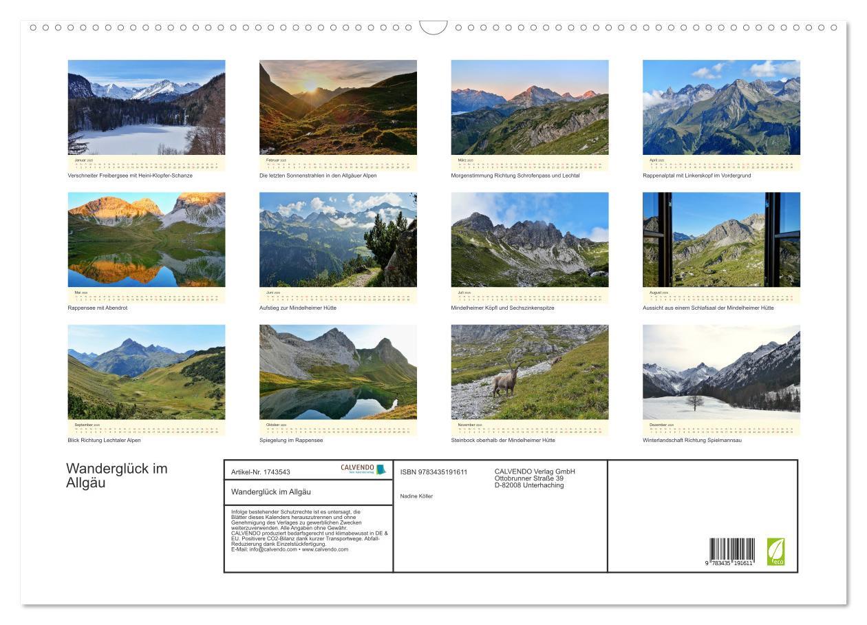 Bild: 9783435191611 | Wanderglück im Allgäu (Wandkalender 2025 DIN A2 quer), CALVENDO...