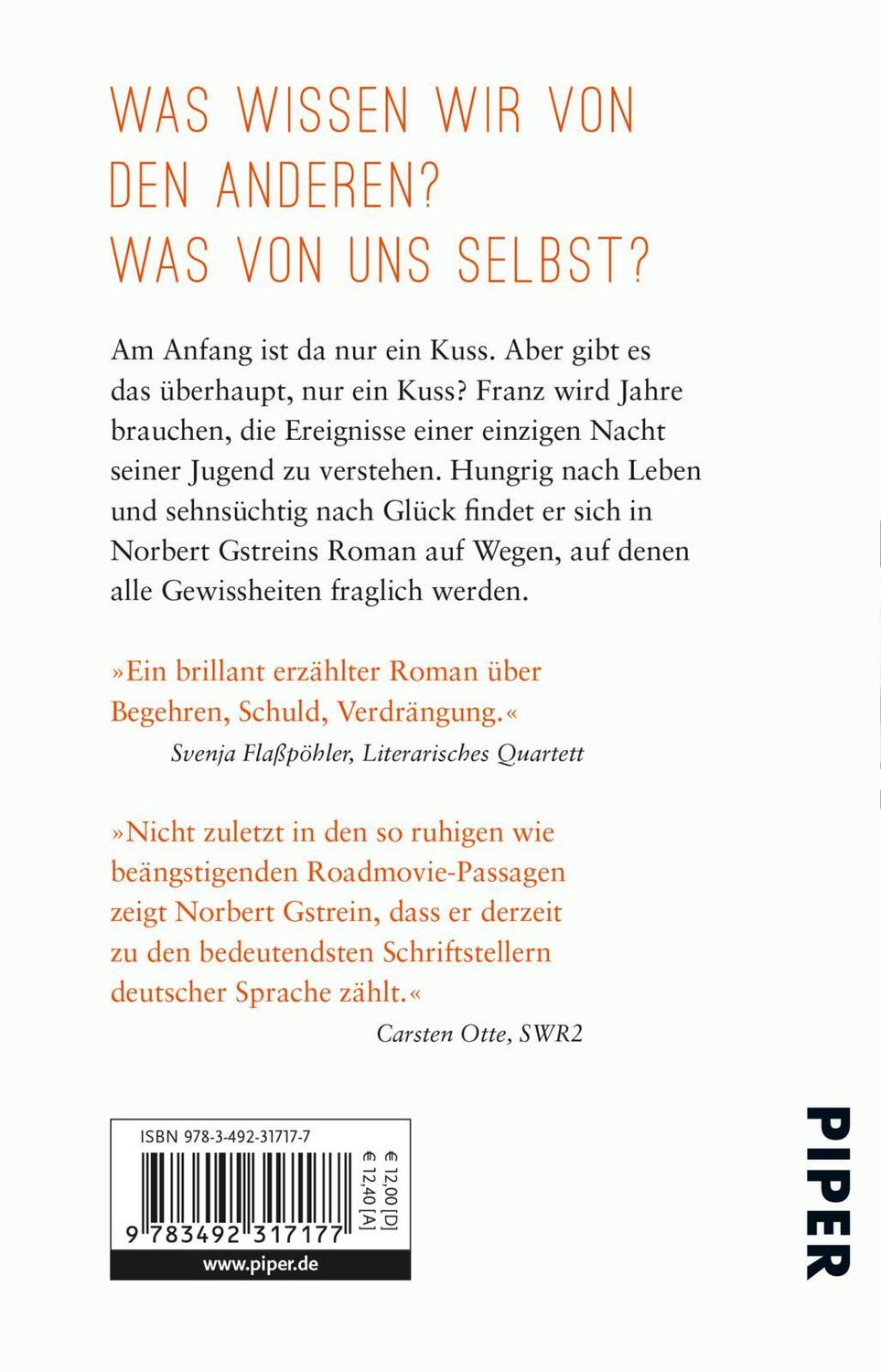 Rückseite: 9783492317177 | Als ich jung war | Roman | Norbert Gstrein | Taschenbuch | 352 S.