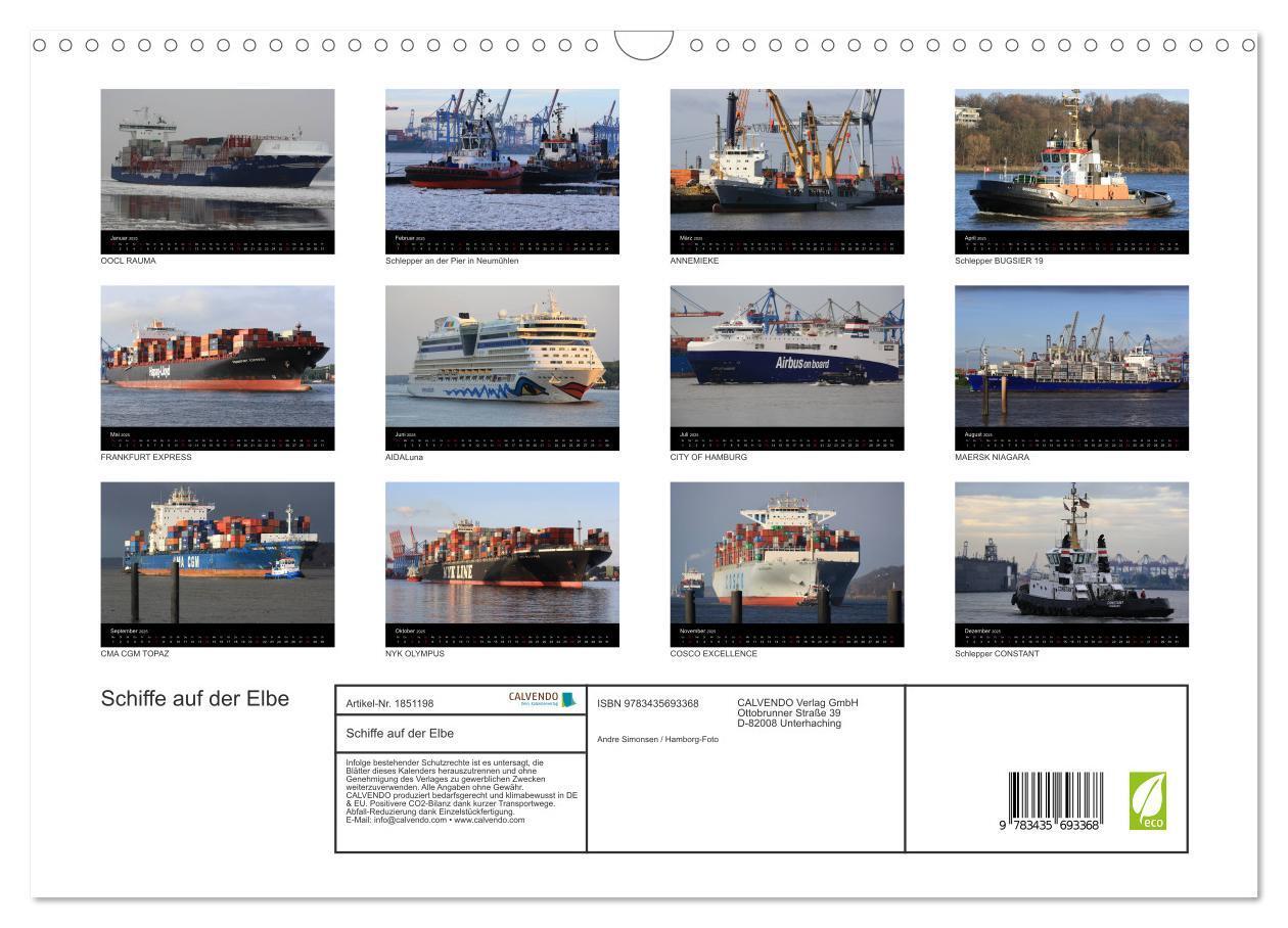 Bild: 9783435693368 | Schiffe auf der Elbe (Wandkalender 2025 DIN A3 quer), CALVENDO...