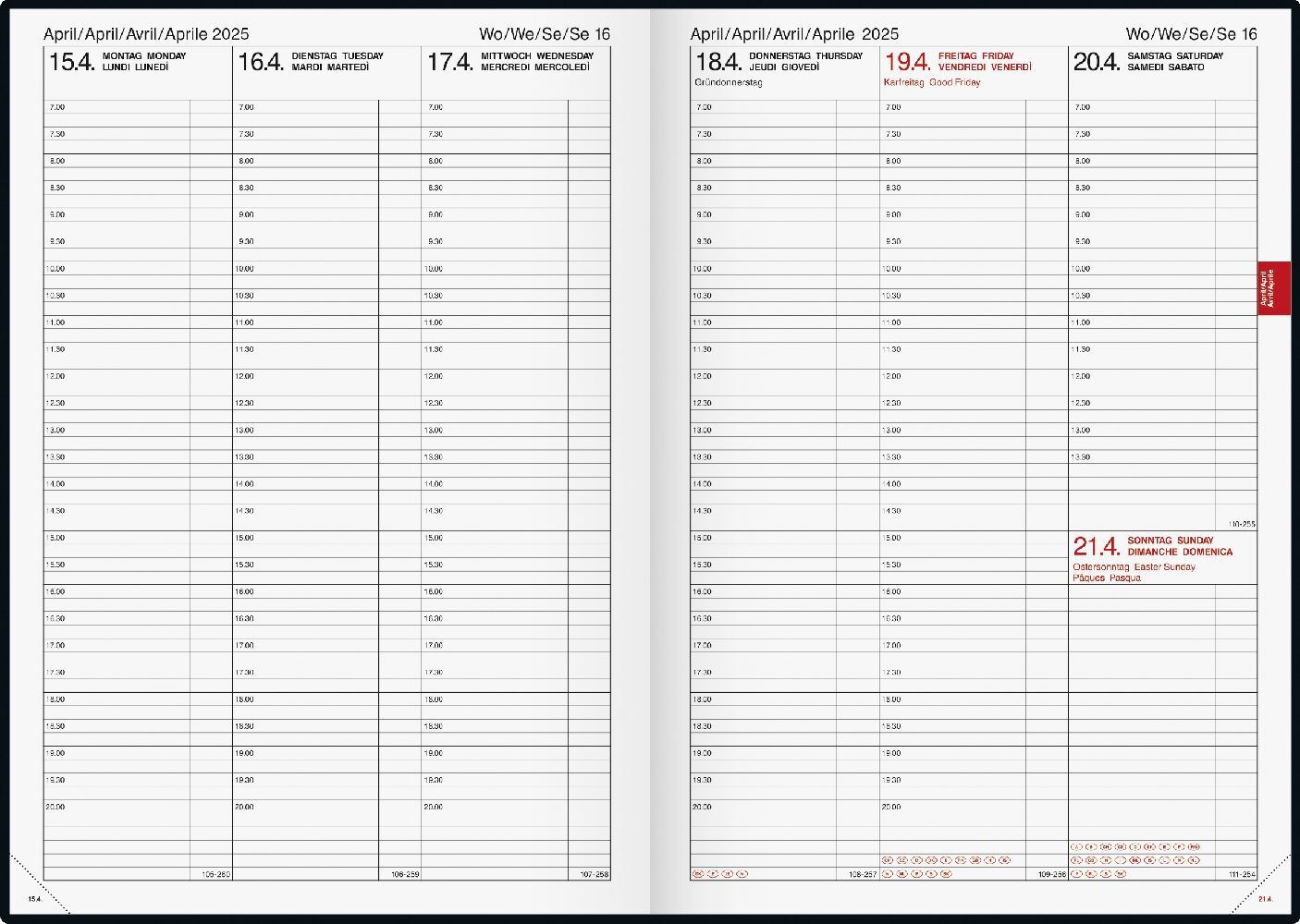 Bild: 4061947128031 | Buchkalender Modell 763 (2025) | 2 Seiten = 1 Woche, A4 | Kalender