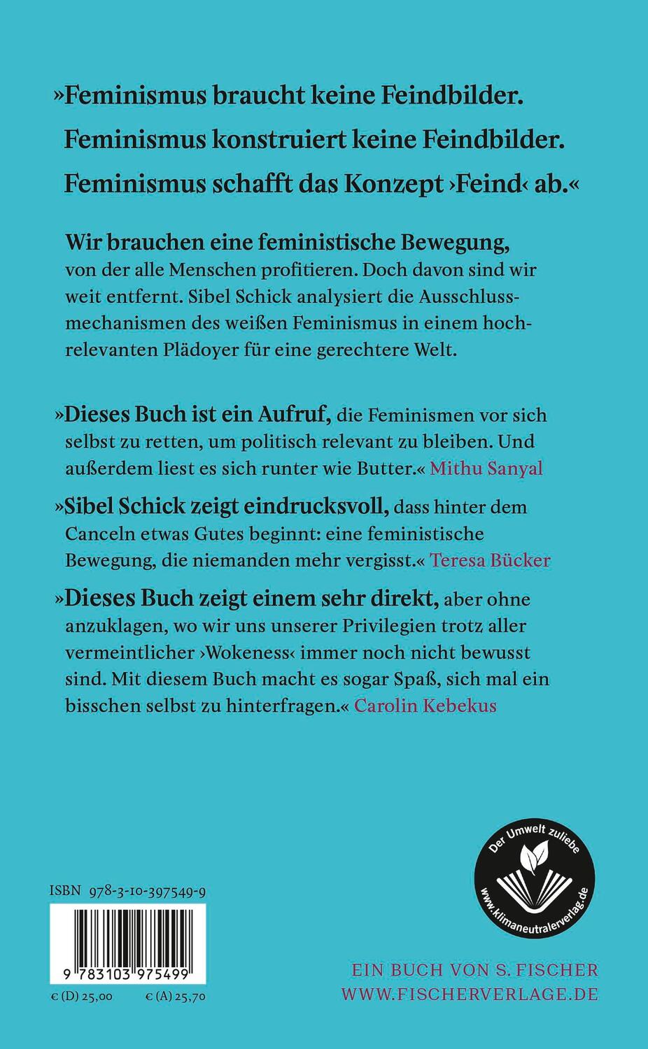 Rückseite: 9783103975499 | Weißen Feminismus canceln | Sibel Schick | Buch | 256 S. | Deutsch