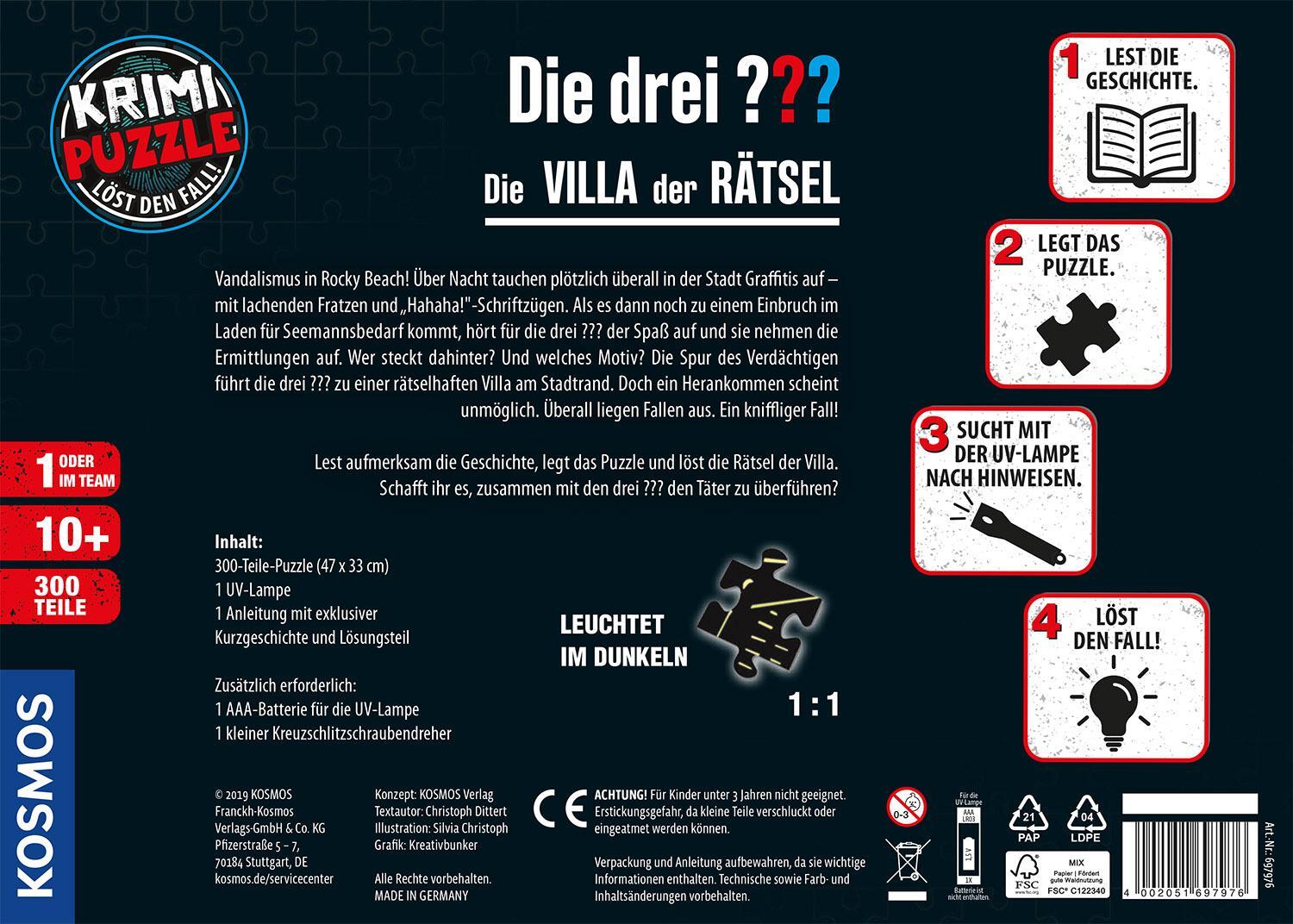 Rückseite: 4002051697976 | Krimipuzzle ??? 300 Teile / Die Villa der Rätsel (drei Fragezeichen)