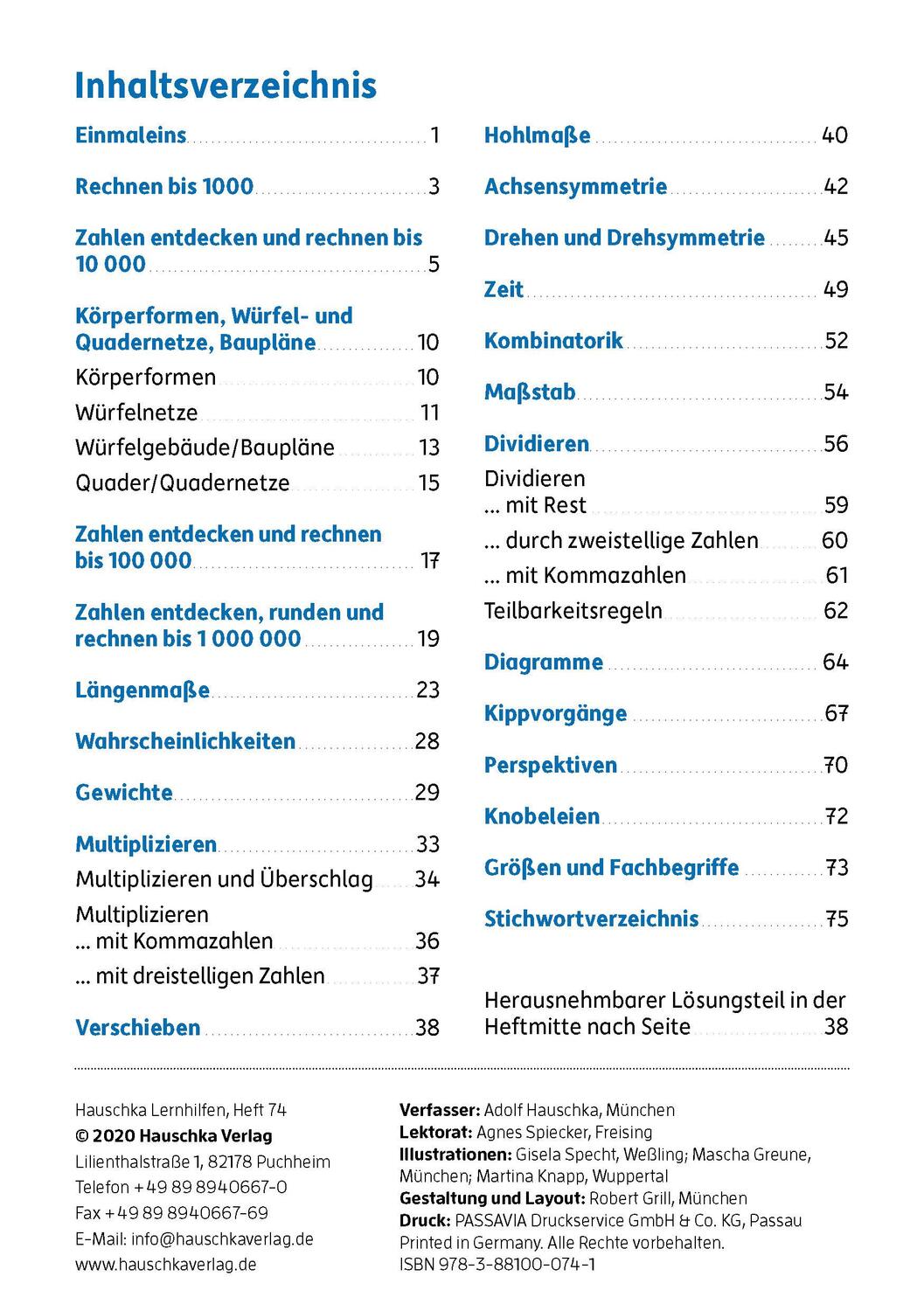 Bild: 9783881000741 | Mathe trainieren 4. Klasse | Adolf Hauschka | Broschüre | Deutsch