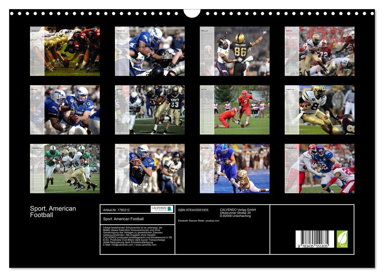 Bild: 9783435551835 | Sport. American Football (Wandkalender 2025 DIN A3 quer), CALVENDO...