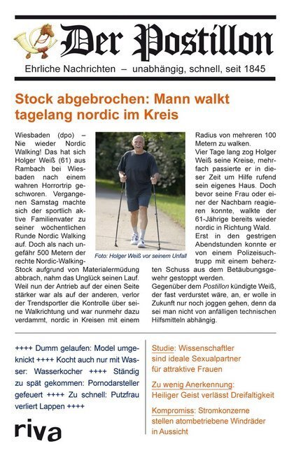 Cover: 9783868832068 | Der Postillon - Stock abgebrochen: Mann walkt tagelang nordic im Kreis