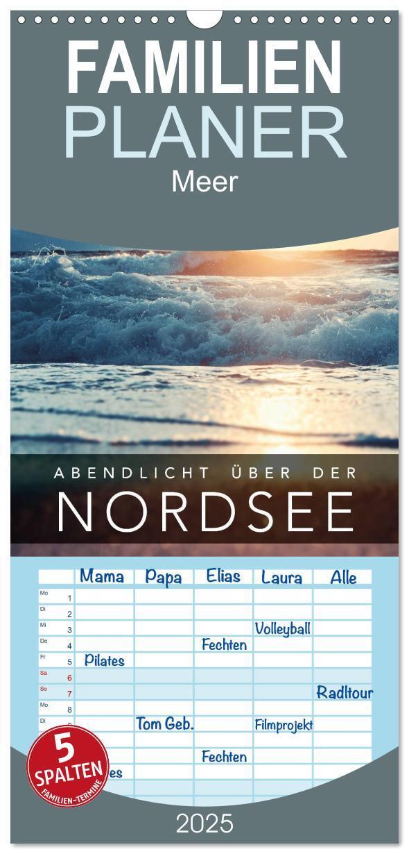 Cover: 9783457106112 | Familienplaner 2025 - Abendlicht über der Nordsee mit 5 Spalten...