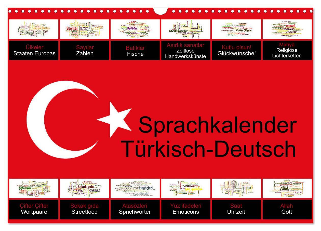 Cover: 9783435541836 | Sprachkalender Türkisch-Deutsch (Wandkalender 2025 DIN A3 quer),...