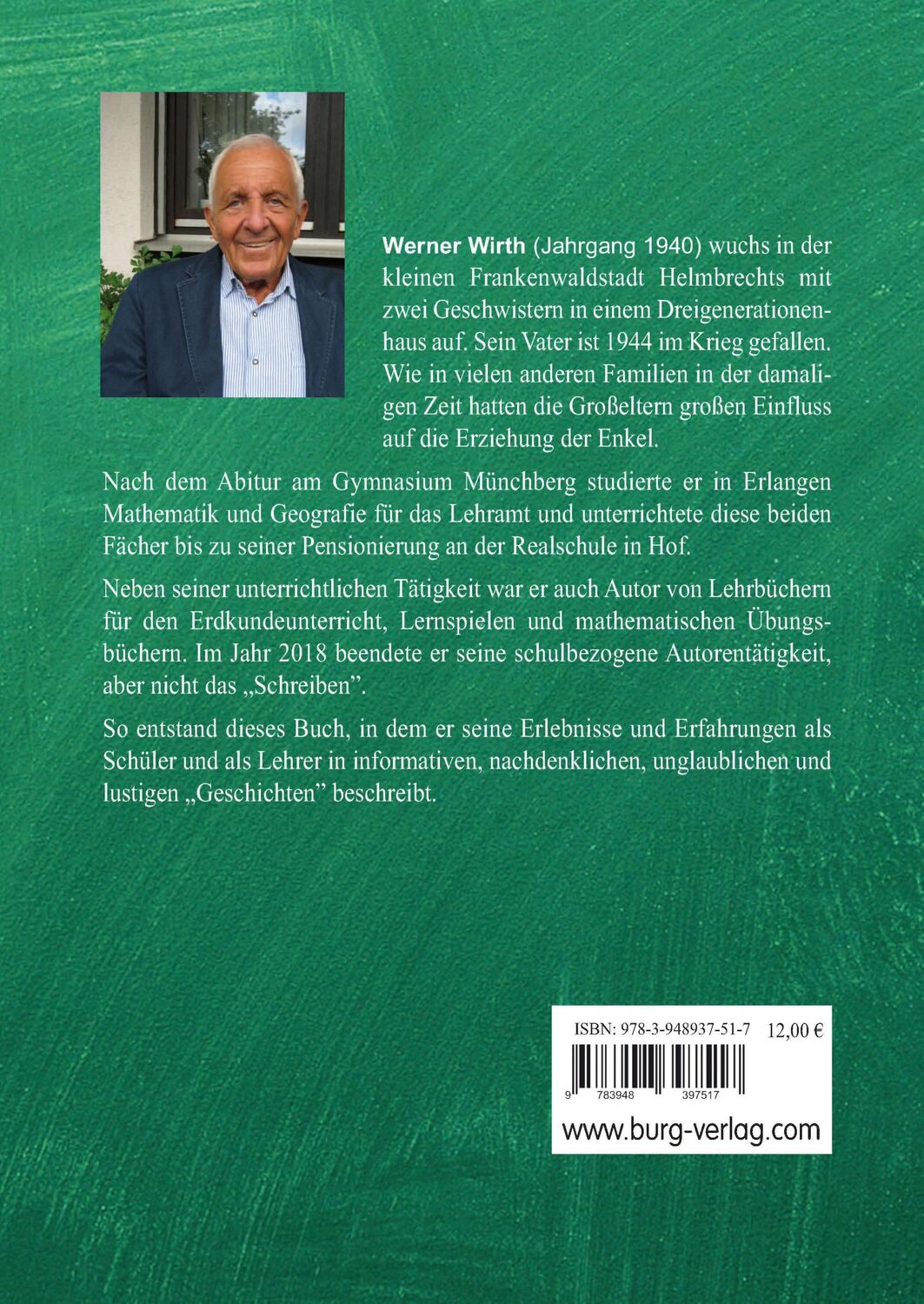 Rückseite: 9783948397517 | Aus der Schule geplaudert | Werner Wirth | Buch | 152 S. | Deutsch