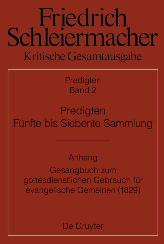 Cover: 9783110413359 | Predigten. Fünfte bis Siebente Sammlung (1826-1833) | Meckenstock