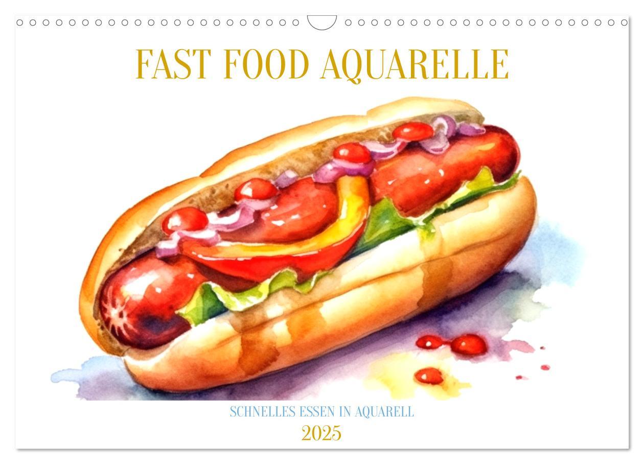 Cover: 9783435016525 | FAST FOOD AQUARELLE (Wandkalender 2025 DIN A3 quer), CALVENDO...